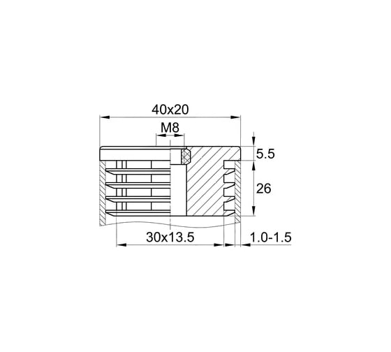 Прямоугольная заглушка IVK group 20х40 мм 20-40М8ЧН
