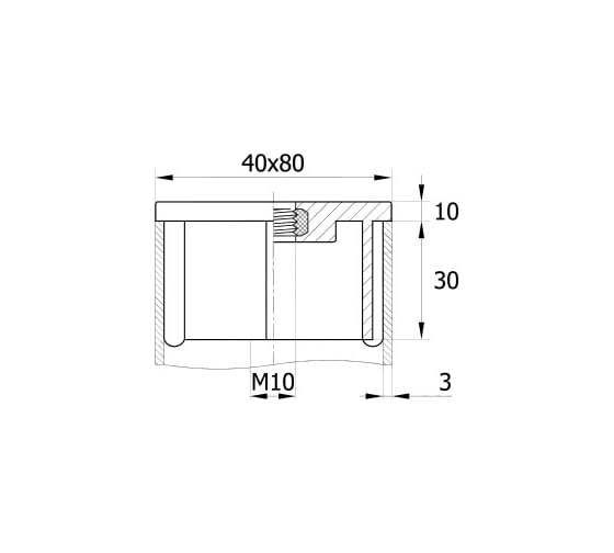 Прямоугольная заглушка IVK group 40х80 мм 40-80М10ЧН