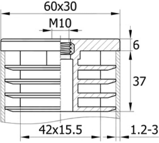 Прямоугольная заглушка IVK group 30х60 мм 30-60М10ЧН