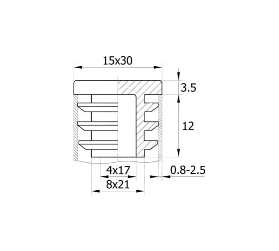Прямоугольная заглушка IVK group 15х30 мм 15-30ДЧН