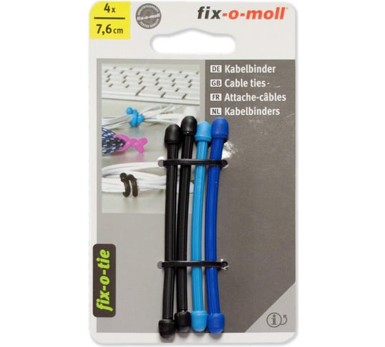 Cтяжка для кабеля Стройбат fix-o-moll 7.6 см, 3х-цветная, 4 шт. 375240
