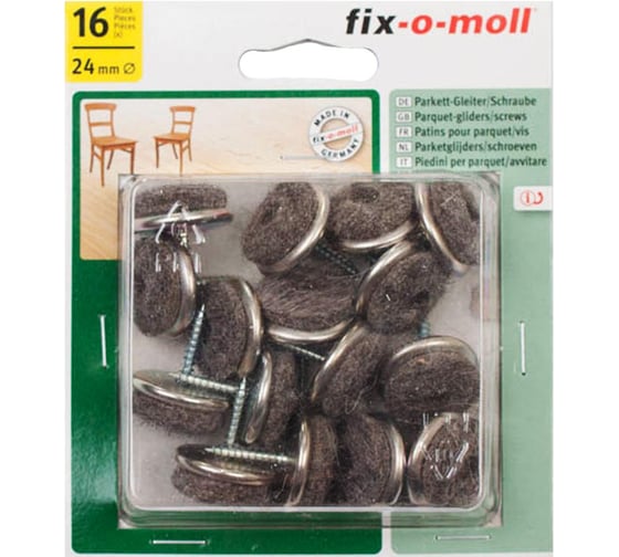 Войлочный пункт с шурупом Стройбат fix-o-moll 24 мм, бежевый, 16 шт. 245940