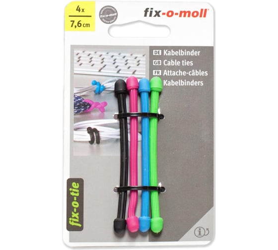 Cтяжка для кабеля Стройбат fix-o-moll 7.6 см, 4х-цветная, 4 шт. 367230 1