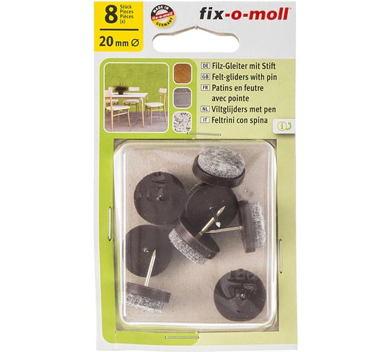 Фетровый пункт с гвоздем Стройбат fix-o-moll 20 мм, коричневый, 8 шт. 246000