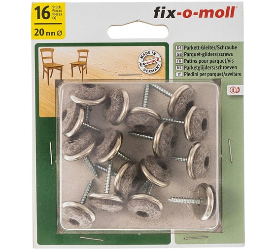 Войлочный пункт с шурупом Стройбат fix-o-moll 20 мм, бежевый, 16 шт. 245920