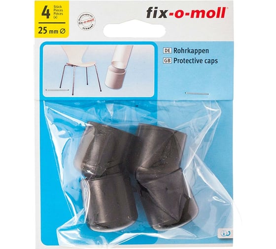 Защитный наконечник для мебельных ножек Стройбат fix-o-moll 25 мм, черный, 4 шт. 246280