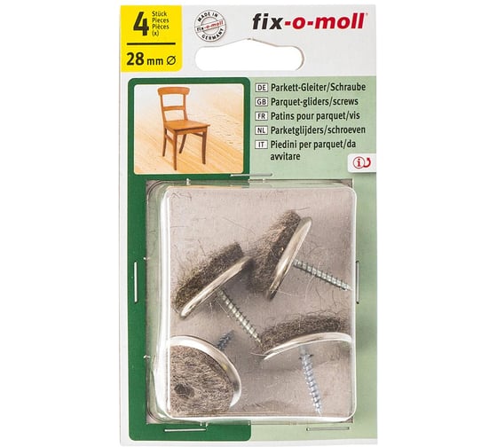 Войлочный пункт с шурупом Стройбат fix-o-moll 28 мм, бежевый, 4 шт. 245950