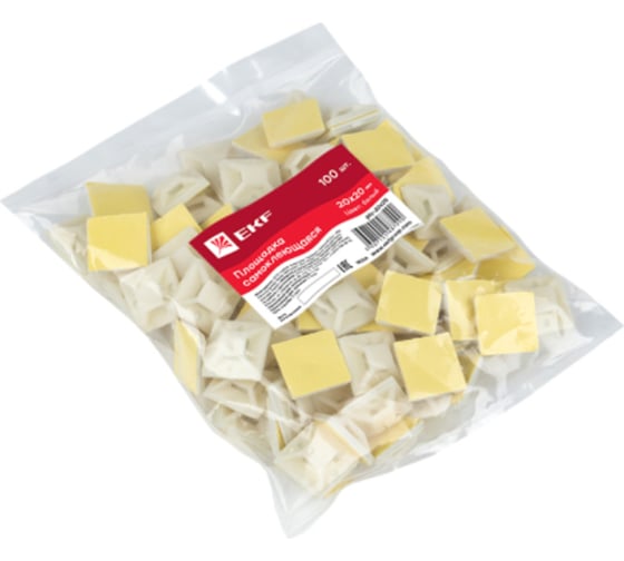 Площадка самоклеющаяся EKF 20x20мм (100шт) plc-20x20