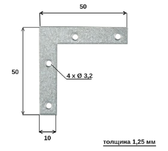 Мебельный уголок ALBERTS оцинкованный, 50x50x10 мм 336905