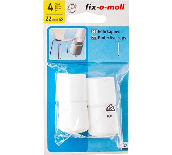 Защитный наконечник для мебельных ножек Стройбат fix-o-moll 22 мм, белый, 4 шт. 246210