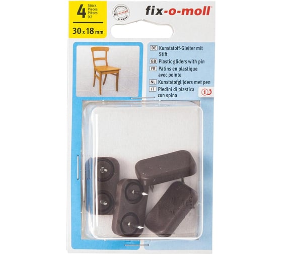 Пластмассовый пункт с гвоздем для садовой мебели Стройбат fix-o-moll 30х18 мм, коричневый, 4 шт. 246430
