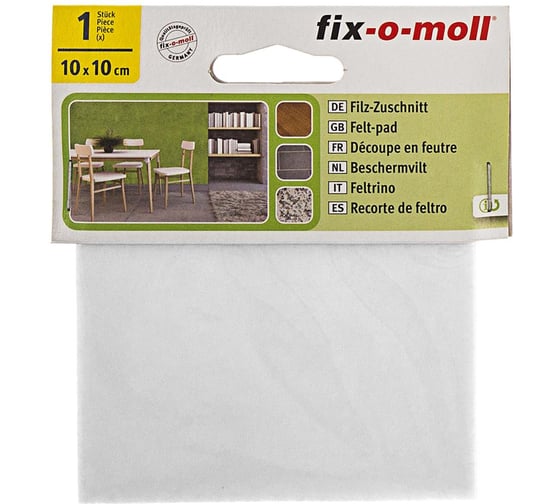 Фетровая самоклеящаяся пластина Стройбат fix-o-moll 100х100мм белый 1 шт 245750