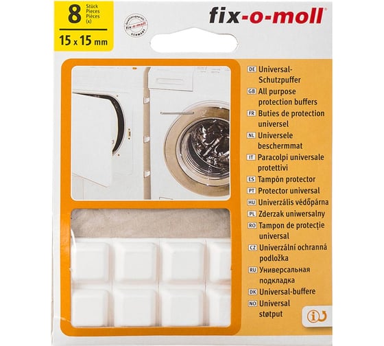 Защитный универсальный самоклеящийся демпфер Стройбат fix-o-moll 15х15 мм белый 8 шт 246570