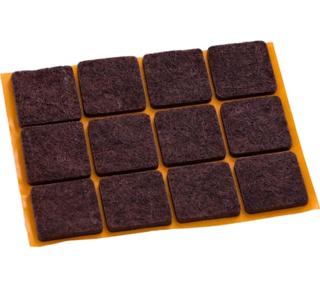 Подкладка ЕВРОПАРТНЕР фетр, корич. 20х20 мм 12шт. 6 9189 2