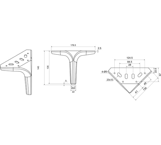 Опора для мебели JET MetalLine 310 H-140мм Сталь Черный песок (DH) F310S.140BSDH99