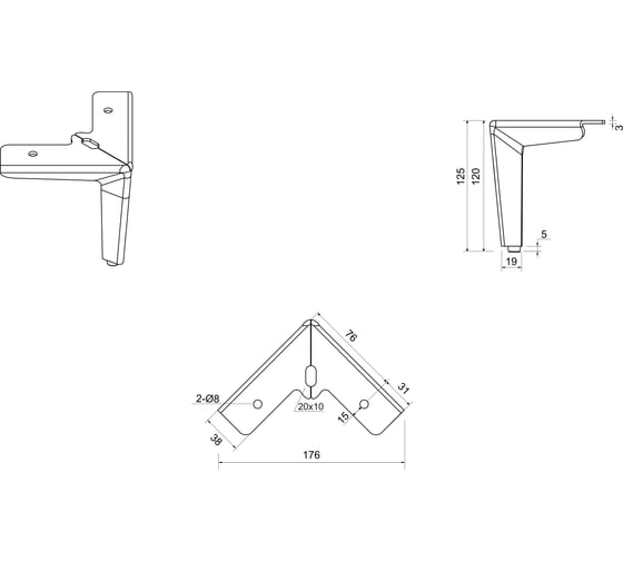 Опора для мебели JET MetalLine 320 H-125мм Сталь Брашированный никель (DH) F320S.125BNDH99