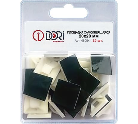 Самоклеящаяся площадка для крепления стяжек DORI 20x20 мм белая упаковка 25 шт 46004