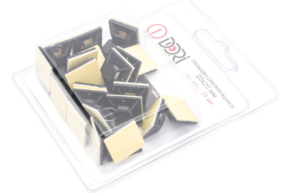 Самоклеящаяся площадка для крепления стяжек DORI 20x20 мм черная ...