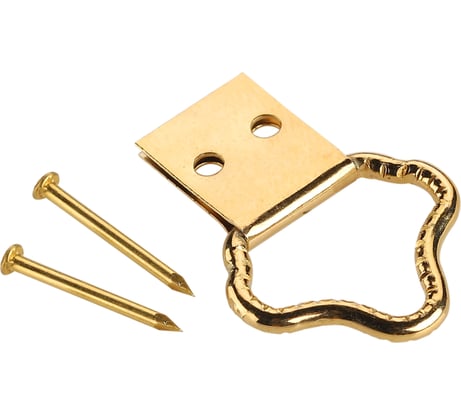 Петля-подвес ЕВРОПАРТНЕР корона-кольцо для картины, фоторамки, латунированная сталь 4 шт. 16 0320 1