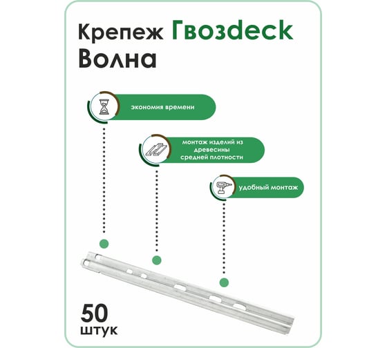 Крепеж Гвозdeck Волна гальванический цинк 50 шт. 10160000ZN00WG01