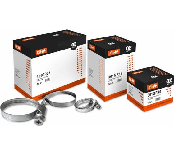 Червячный хомут KIT++ 10-18/9 S8 W1 OE 80 шт. 301GR10