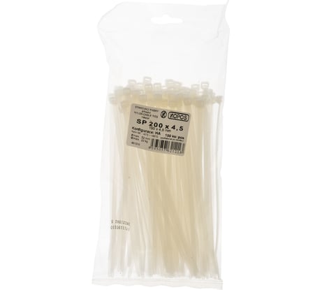 Хомут (кабельная стяжка) KOPOS PA6.6 полиамид. SP 200х4.8 HA, белый SP 200X4.5_HA