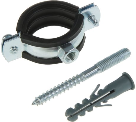 Хомут сантехнический СВК в комплекте с дюбелем и шпилькой, 47-53 мм, 1 1/2", гайка М6, шпилька 6x70, дюбель 8x40 Н0000027875