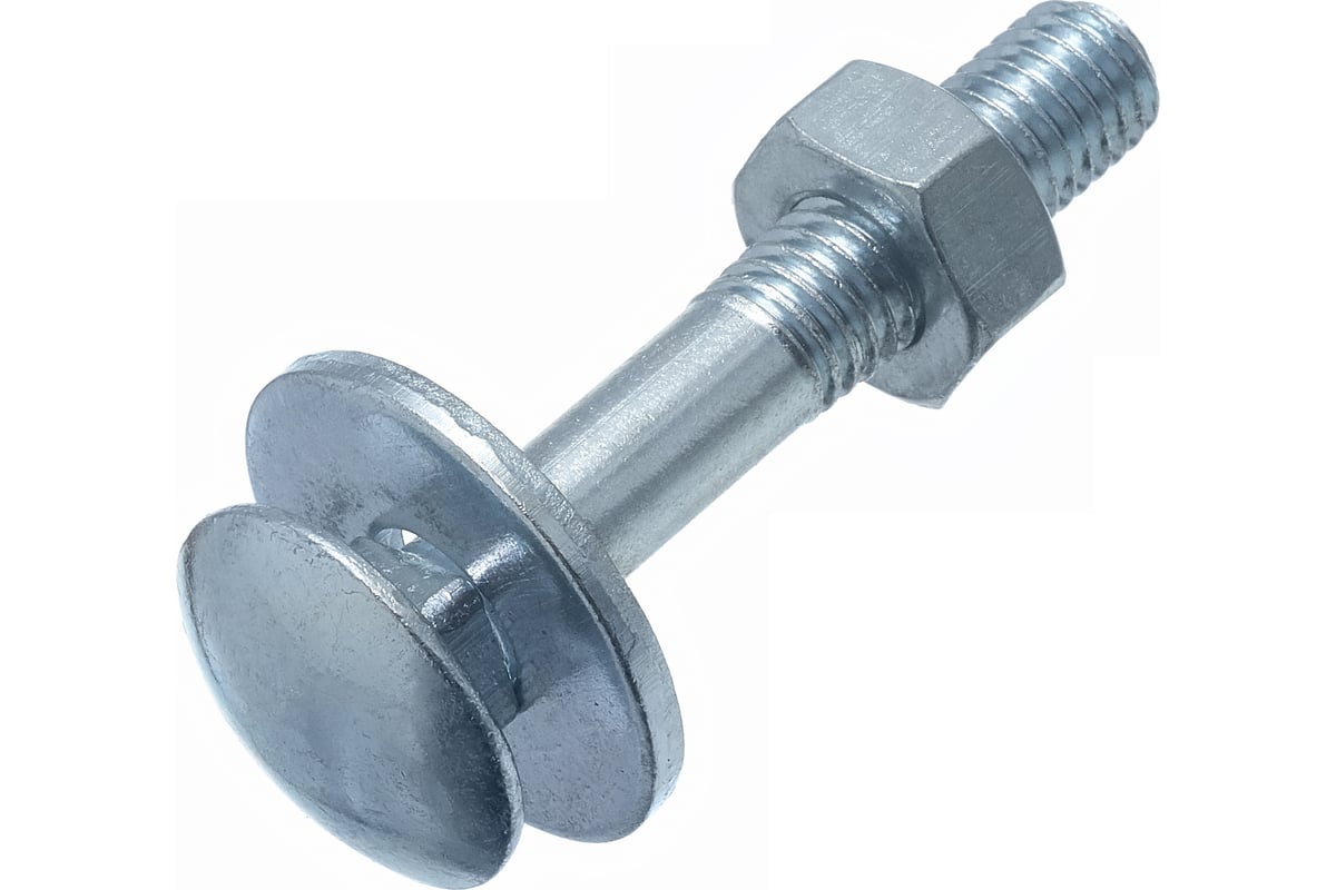 Болт Стройметиз М8х30 DIN 603 с гайкой DIN 934 и шайбой DIN 9021, цинк ...