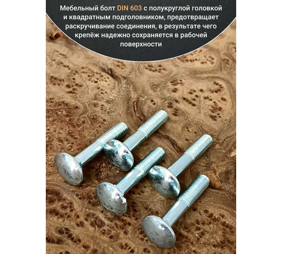 Болт мебельный 23 Болта 8x45 полукруглая головка ОЦ DIN 603, 20 шт. А05000804500407