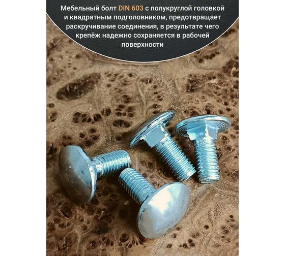 Болт мебельный 23 Болта 6x16 полукруглая головка ОЦ DIN 603, 20 шт. А05000601630299