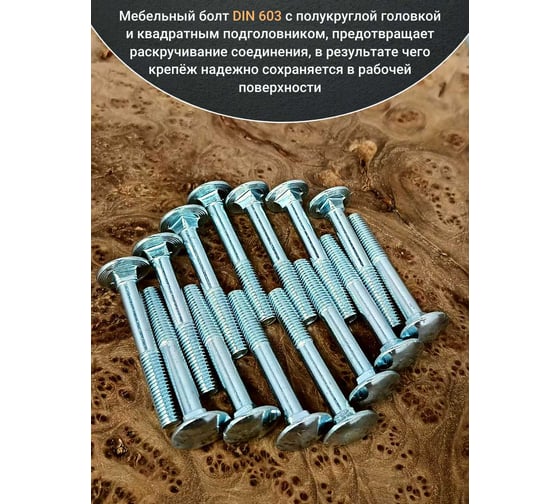 Болт мебельный 23 Болта 8x60 полукруглая головка ОЦ DIN 603, 20 шт. А05000806031007