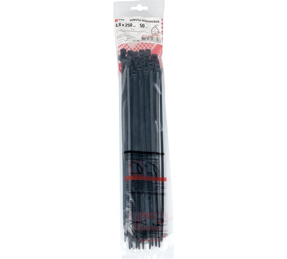 Хомут EKF P6.6 стандартный ч, 4.8x250 FlexLock plc-fl-ctsb-4.8x250-r