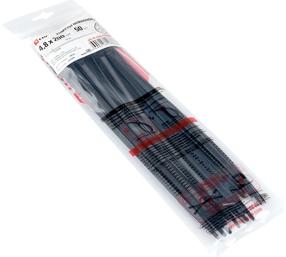 Хомут EKF P6.6 стандартный ч, 4.8x200 50шт FlexLock plc-fl-ctsb-4.8x200-r