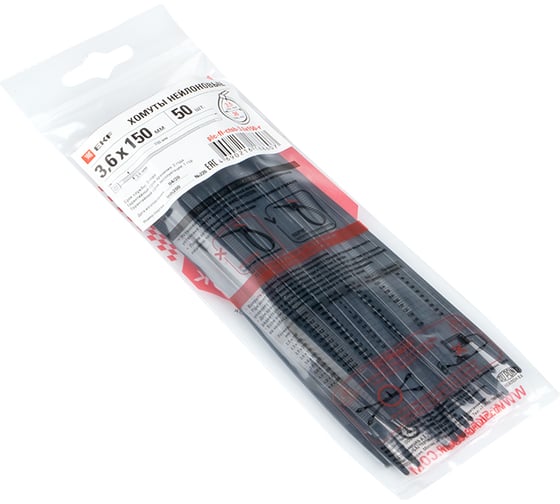 Хомут EKF P6.6 стандартный ч, 3.6x150 50шт FlexLock plc-fl-ctsb-3.6x150-r