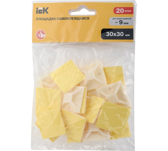 Самоклеящаяся площадка под хомуты IEK 30x30 белая 20 шт. ИЭК UHP30-30-020