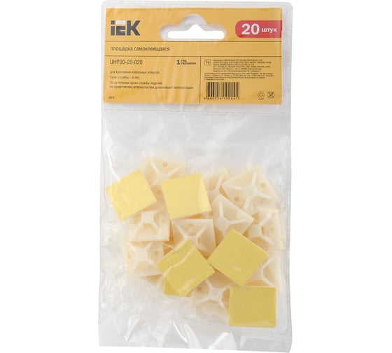 Самоклеящаяся площадка под хомуты IEK 20x20 белая 20 шт. ИЭК UHP30-20-020