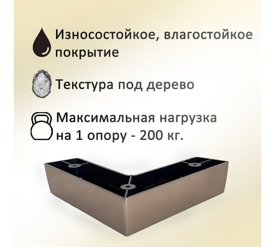 Опора угловая ЭЛИМЕТ 4 шт., H40, L150, чёрный никель БП-00003867