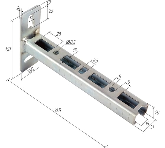 Кронштейн (консоль) крепления инженерных систем AXIS 30x20x200 мм ТВЕК 15.02