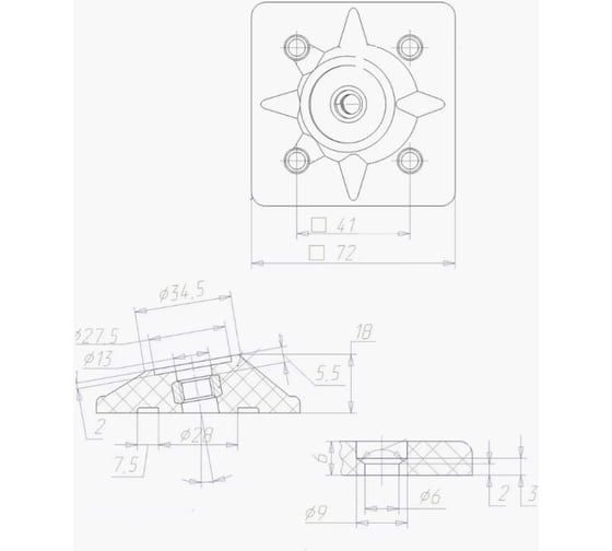 Крепление ножки табурета JET FKS004 пластик, М10мм черный FKS004P.010BL99