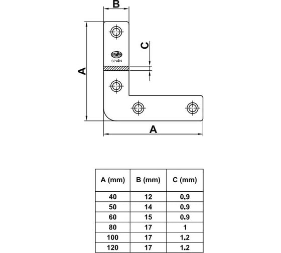 Плоский уголок Amig покрытие цинкование 1-50 Esc