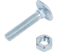 Болт мебельный ЖЕСТЬ DIN 603, цинк, М6x30 мм, с гайкой, 10 шт., европодвес УТ-00009805