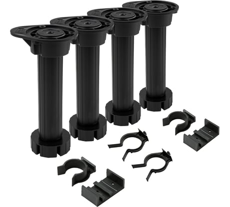 Комплект Lemax PROF из 4 разборных, регулируемых опор 150 мм с клипсами, черный 4pcs-FLX15B