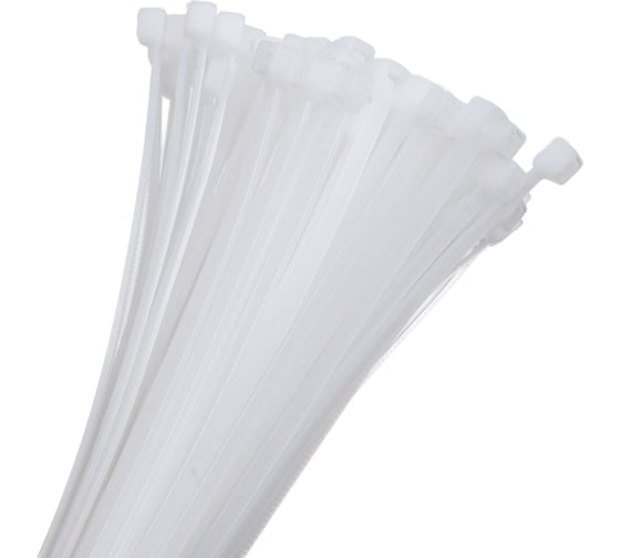 Стяжка кабельная ЖЕСТЬ нейлон, белая, 3x200 мм, 100 шт., пакет УТ-00011671 1