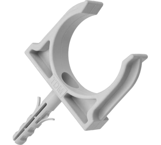 Крепеж-клипса для трубы TDM ELECTRIC 32 мм, с дюбелем, серая, 25 шт. TDM SQ0405-0094 1