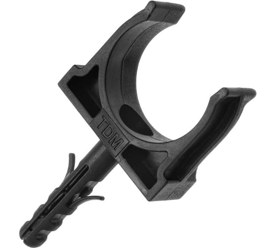 Крепеж-клипса для трубы TDM ELECTRIC 25 мм, с дюбелем, черная, 100 шт. TDM SQ0405-0193 1