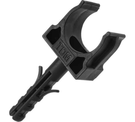 Крепеж-клипса для трубы TDM ELECTRIC 16 мм, с дюбелем, черная, 100 шт. TDM SQ0405-0191 1