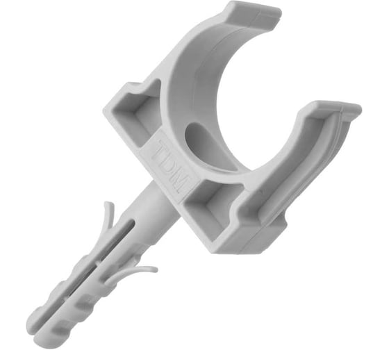 Крепеж-клипса для трубы TDM ELECTRIC 20 мм, с дюбелем, серая, 100 шт. TDM SQ0405-0092 1