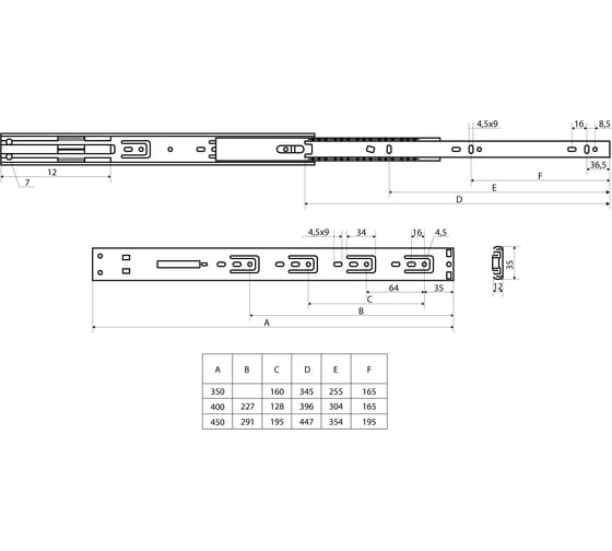Направляющие StahlBuro шариковые, с доводчиком, 2 шт., 35-350 /14/ хром 16330