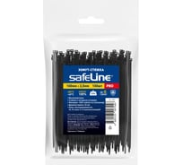 Хомут-стяжка кабельная нейлоновая Safeline 2,5x100-В-100, черная, 100 шт. 24844