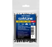 Хомут-стяжка кабельная нейлоновая Safeline, 100 мм х 2,5 мм, 100 шт., черный, 24844